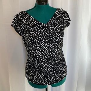 Polka Dot White House Black Market Capped Sleeve Blouse